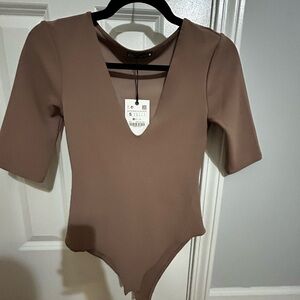 Zara Women's Tan Bodysuit Top